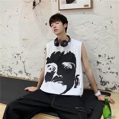 Áo Thun Ba Lỗ Dáng Rộng Thời Trang Mùa Hè Trẻ Trung Cho Nam Mã Faruiline MEN095