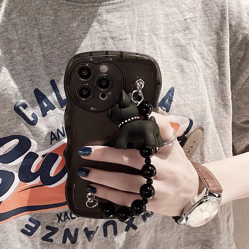 Ốp Điện Thoại tpu Hình Chú Chó Hoạt Họa Phối Chuỗi Hạt Cho iphone 13 pro max ins12 pro max x / xs max11 pro max xsmax 7plus