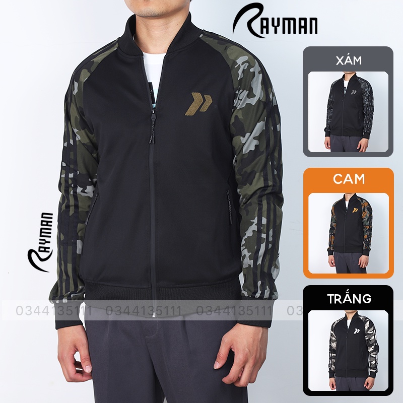 Áo Khoác Nam Rằn Ri Vải Thun Phối Kaki RAYMAN Áo Khoát Họa Tiết Lính Camo Không Nón