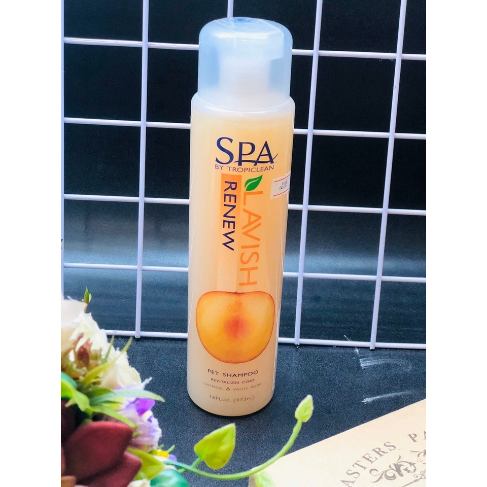 Sữa tắm dưỡng lông chó mèo Renew Spa Tropiclean hương mận trắng