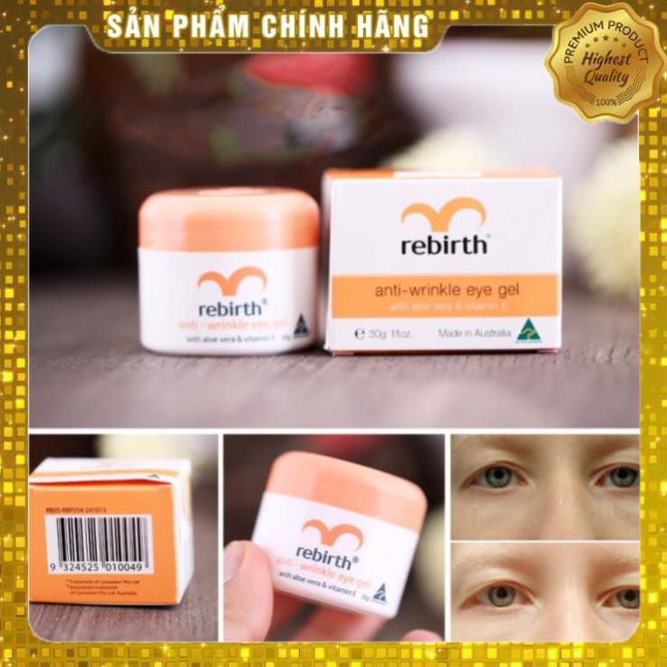 Gel dưỡng chống nhăn, chống thăm quầng mắt giàu Vitamin E Rebirth - 30ml - Úc