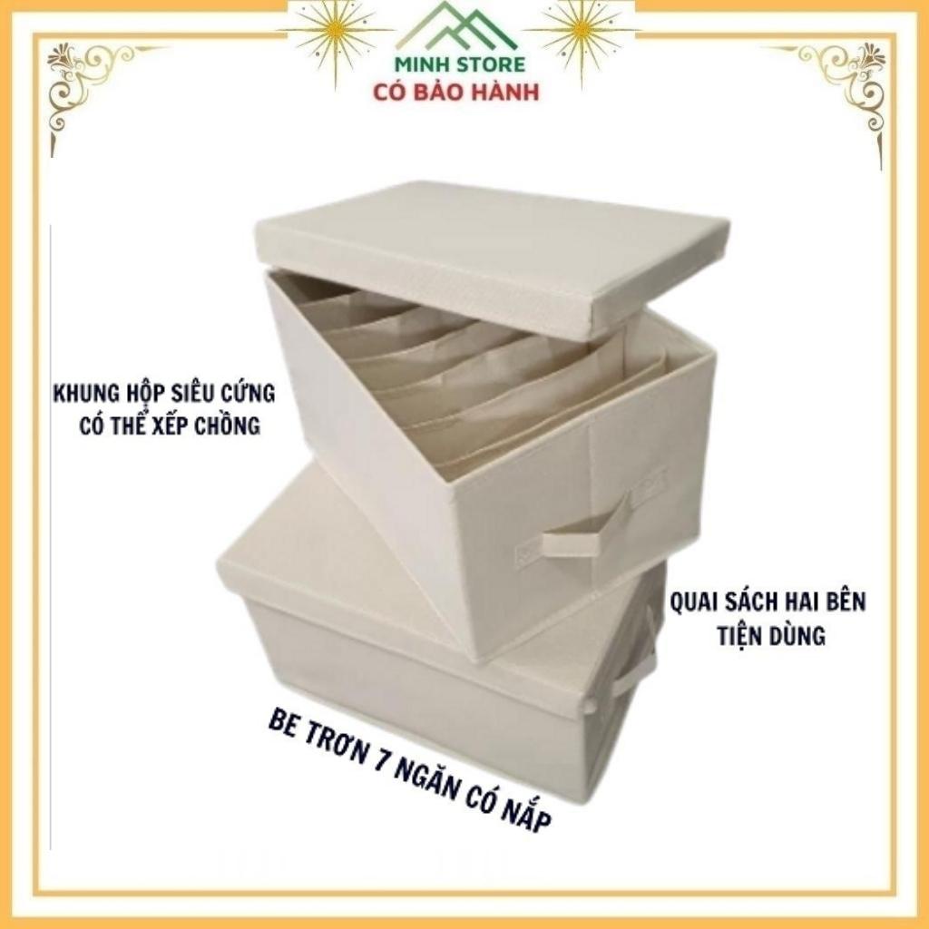 Hộp đựng quần áo có thể chia 7 và 9 ngăn chất liệu vải cứng cao cấp có nắp, không nắp Xuất Nhật