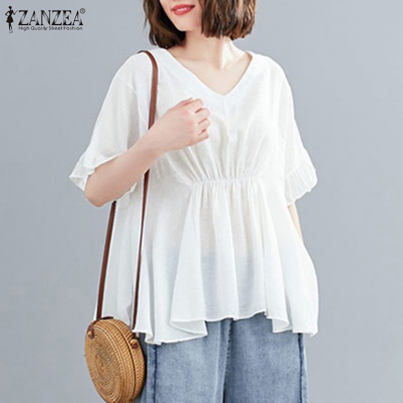 Zanzea Áo Tay Ngắn Cổ Chữ V Thời Trang Sành Điệu Cho Nữ