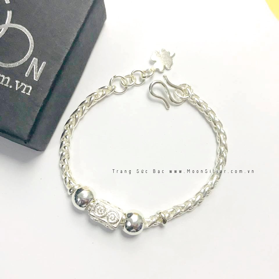 Lắc tay bạc trẻ em dây xà tích