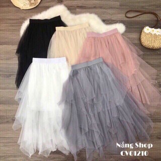 Chân váy ren tua rua nhọn Sang chảnh(3 màu đen,trắng,kem)