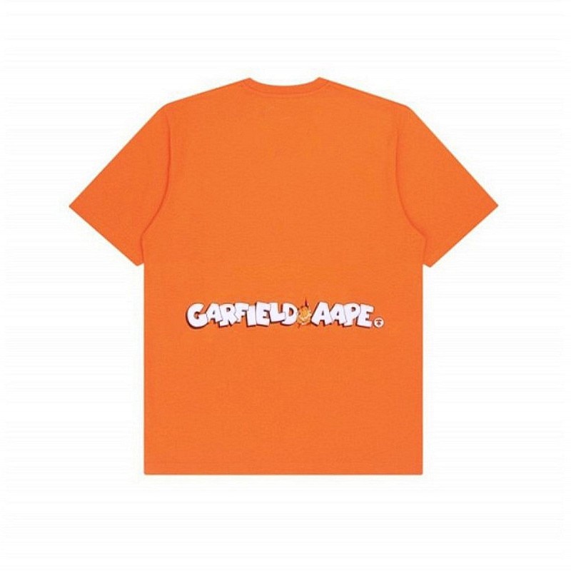 Hàng Bán Chạy AAP*E Áo Thun Cotton Tay Ngắn Cổ Thuyền In Họa Tiết Mèo Garfield Cho Nam Và Nữ