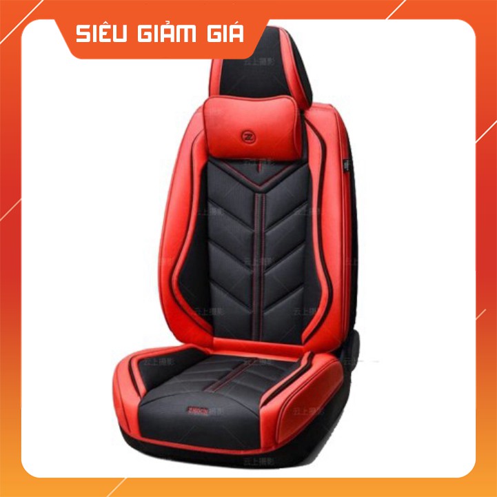 ÁO GHẾ XE HƠI, ÁO GHẾ DA CAO CẤP KIỂU MỚI MÀU ĐEN- ĐỎ