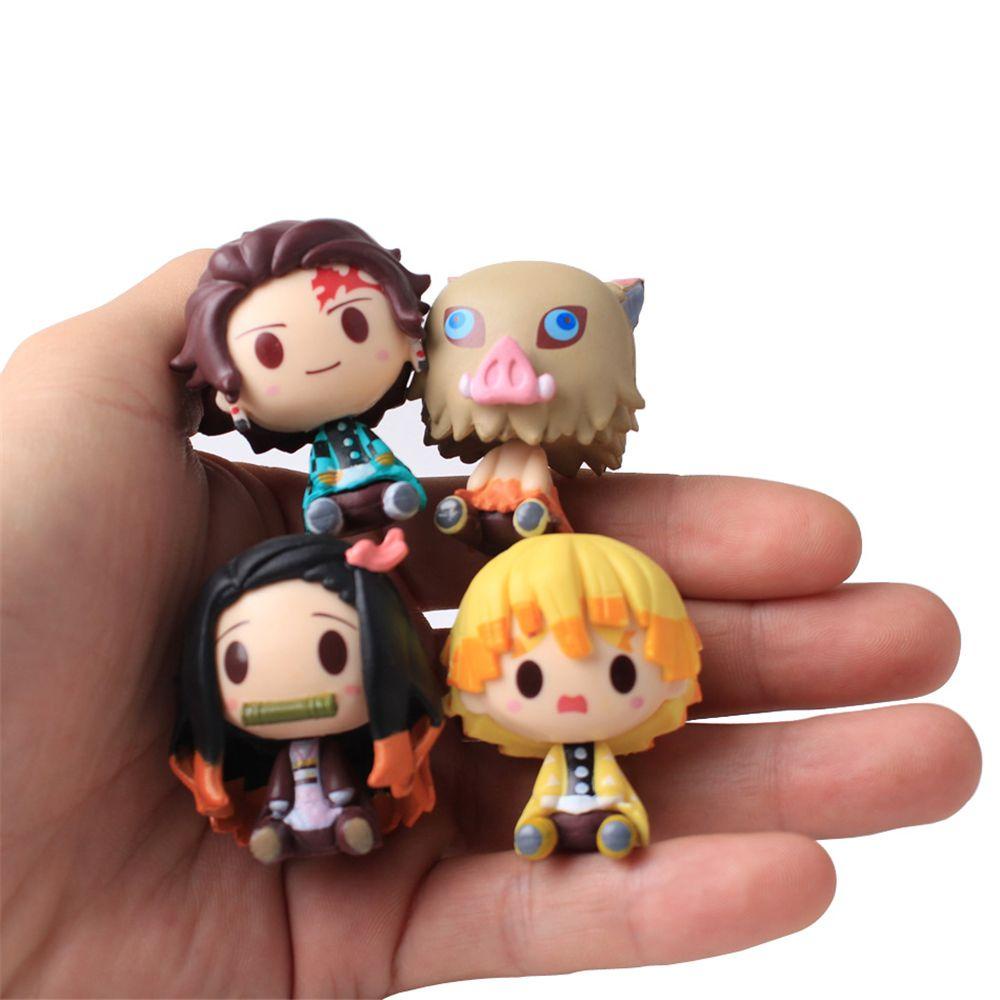 Set 4 Mô Hình Nhân Vật Hoạt Hình Kamado Tanjirou Demon Slayer Kimetsu No Yaiba Kamado Nezuko Agatsuma Mini Dễ Thương