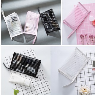 Waterproof Cosmetic Bags PVC Transparent Zippered Toiletry Pouch Portable for Travel