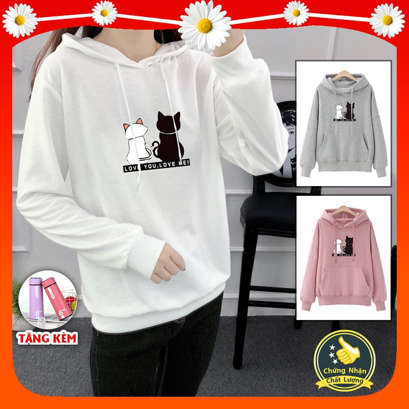 Tết🌺Sale Áo nữ hoodie 💥FREESHIP💥 nỉ hình hai chú mèo dễ thương mã TT35 hàn quốc kiểu dáng áo khoác cá tính chất vải đẹp