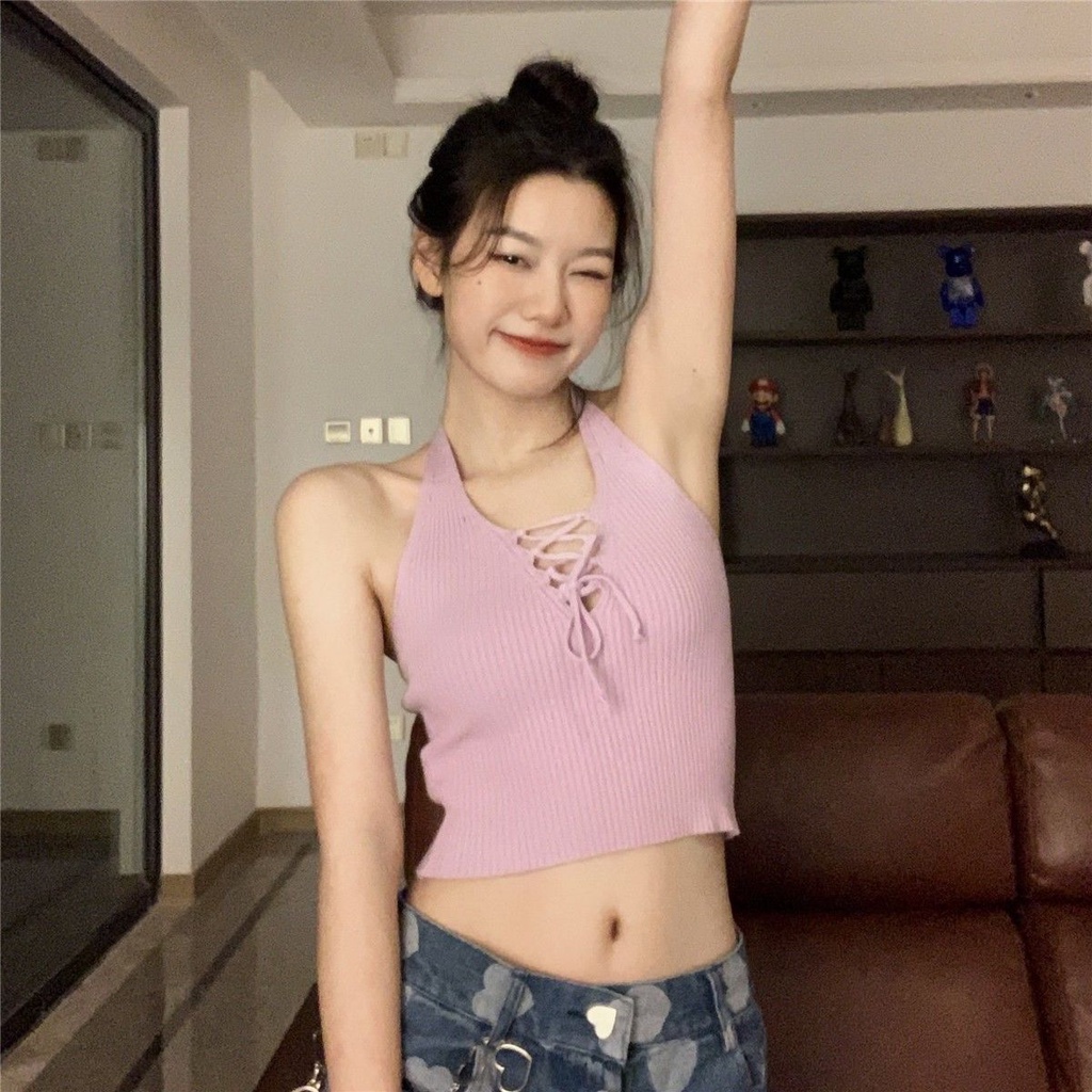 Áo Hai Dây Dáng Ôm Cột Dây Thời Trang Mùa Xuân Phong Cách Hàn Quốc Mới Cho Nữ