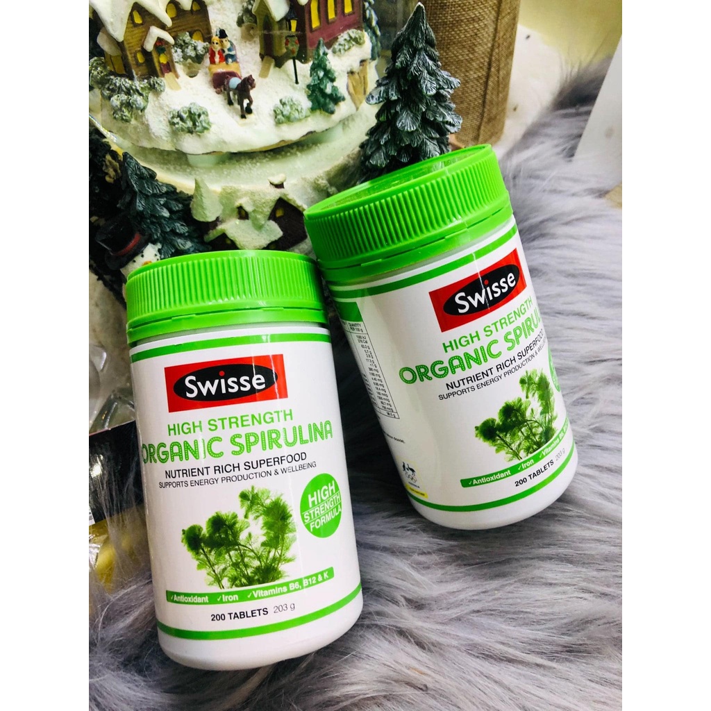 Tảo Xoắn Hữu Cơ Hàm Lượng Cao Swisse High Strength Organic Spirulina 1000mg - hộp 200 viên