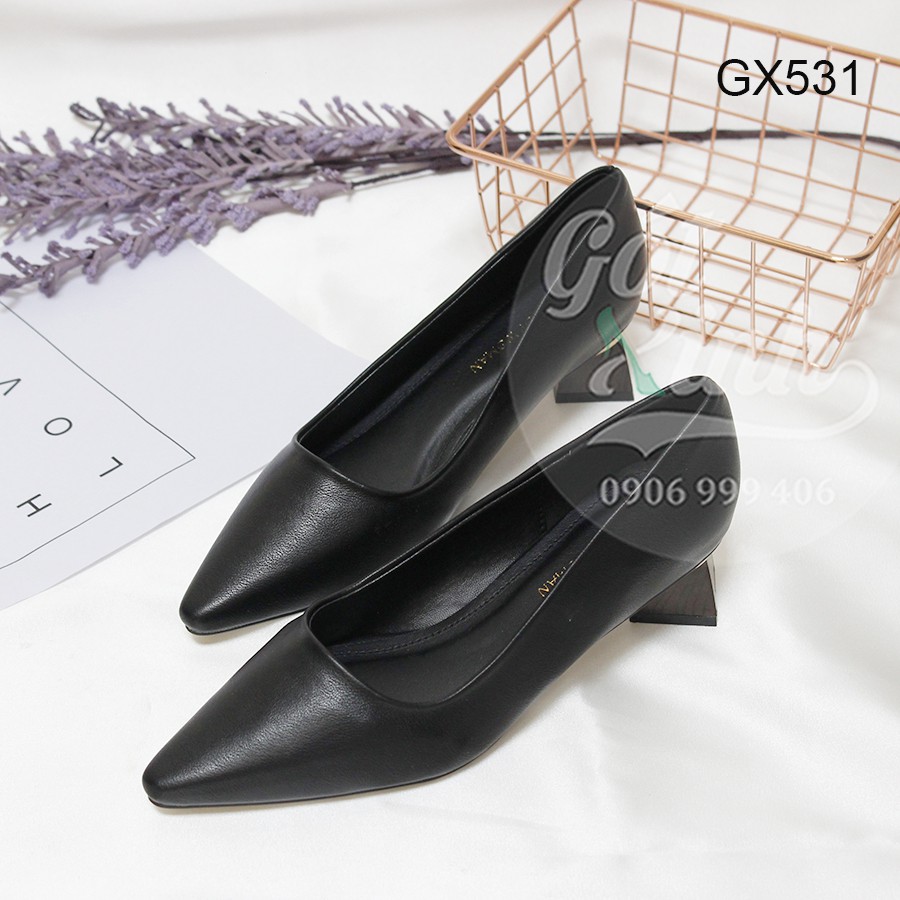 Giày cao gót 3 phân gót vuông loe - có size 40 trở lên - Hình thật shop tự chụp