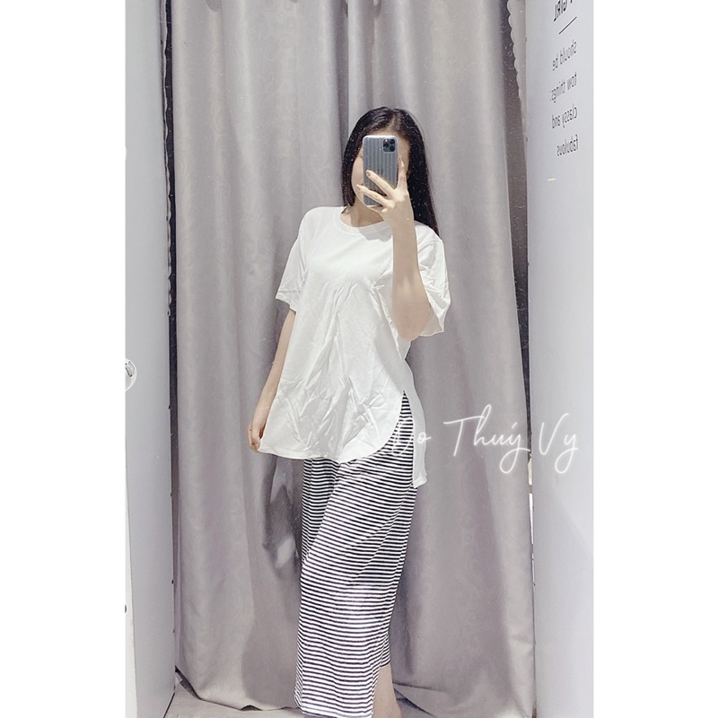 Set ống rộng sọc+ áo xẻ tà | BigBuy360 - bigbuy360.vn