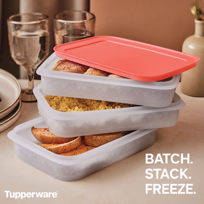 Hộp Nhựa Ngăn Đông Xếp Chồng 3 IN 1 Tupperware - Trữ Thực Phẩm Thịt Cá Tôm Rau Củ - Đựng Đồ Ăn Dặm Cho Bé