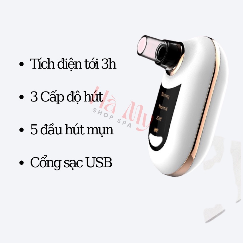 Máy Hút Mụn Đầu Đen Mụn Cám Cầm Tay Mini Siêu Khỏe Tích Điện 3 Cấp Độ Hút Cho Spa và Dùng Tại Nhà