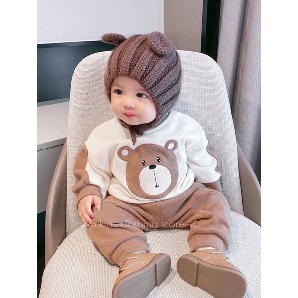 Bộ nỉ thêu hình thú siêu cute cho bé ( size 6-16kg)