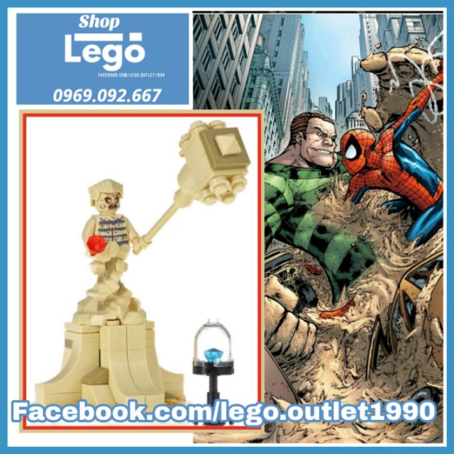 [50+ hình] Xếp hình Người cát Sandman Spider-man Homecoming siêu đẹp mới nhất 2020 Lego Minifigures Kopf KF702