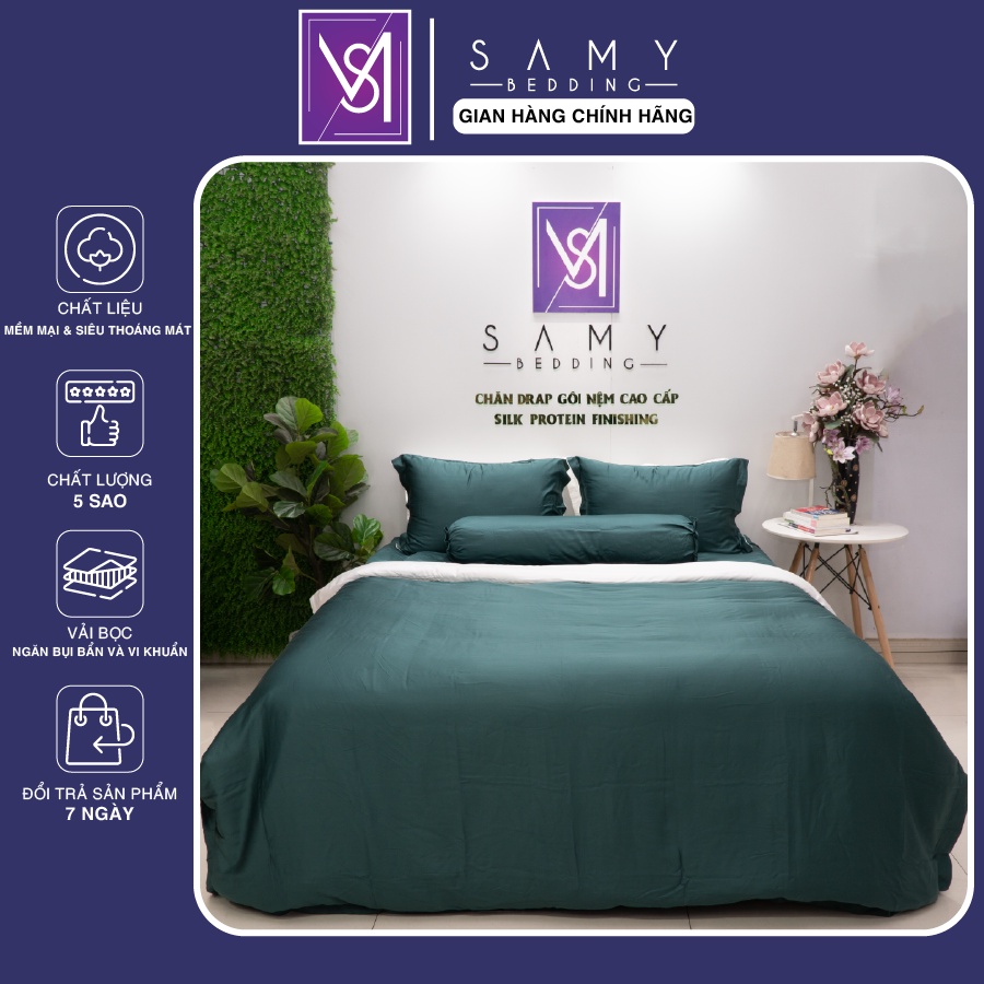 Bộ Chăn Ga Gối Lụa Tencel Premium Coolsilk SAMY BEDDING Mát Mịn Mềm Mượt