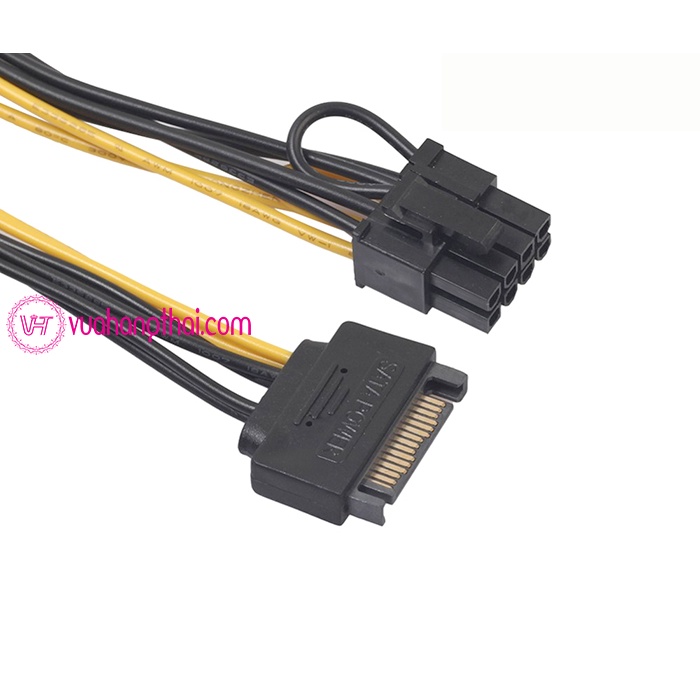 Cáp chuyển đổi nguồn SATA 15 pin sang 8 pin VGA ( 6Pin + 2 Pin)