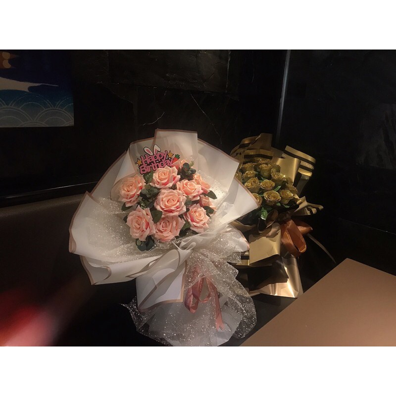 bó hoa hồng lụa valentine tặng chữ cắm (85cm ảnh thật)