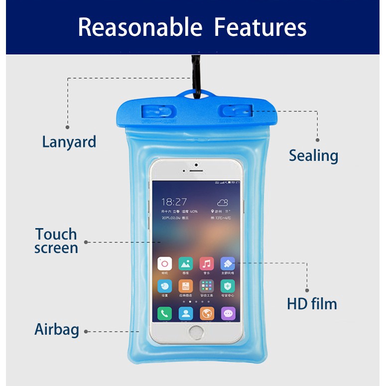 Túi đựng điện thoại đeo cổ chống nước khi đi bơi kích thước 6.3 inch cho iphone 8 8s tiện dụng