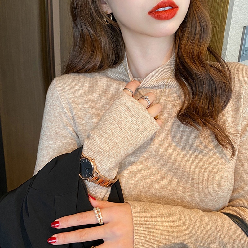 Áo len nữ cổ 3 phân trơn siêu basic hàng Quảng Châu chất len mềm mịn nhiều màu tôn dáng thời trang - ALN01