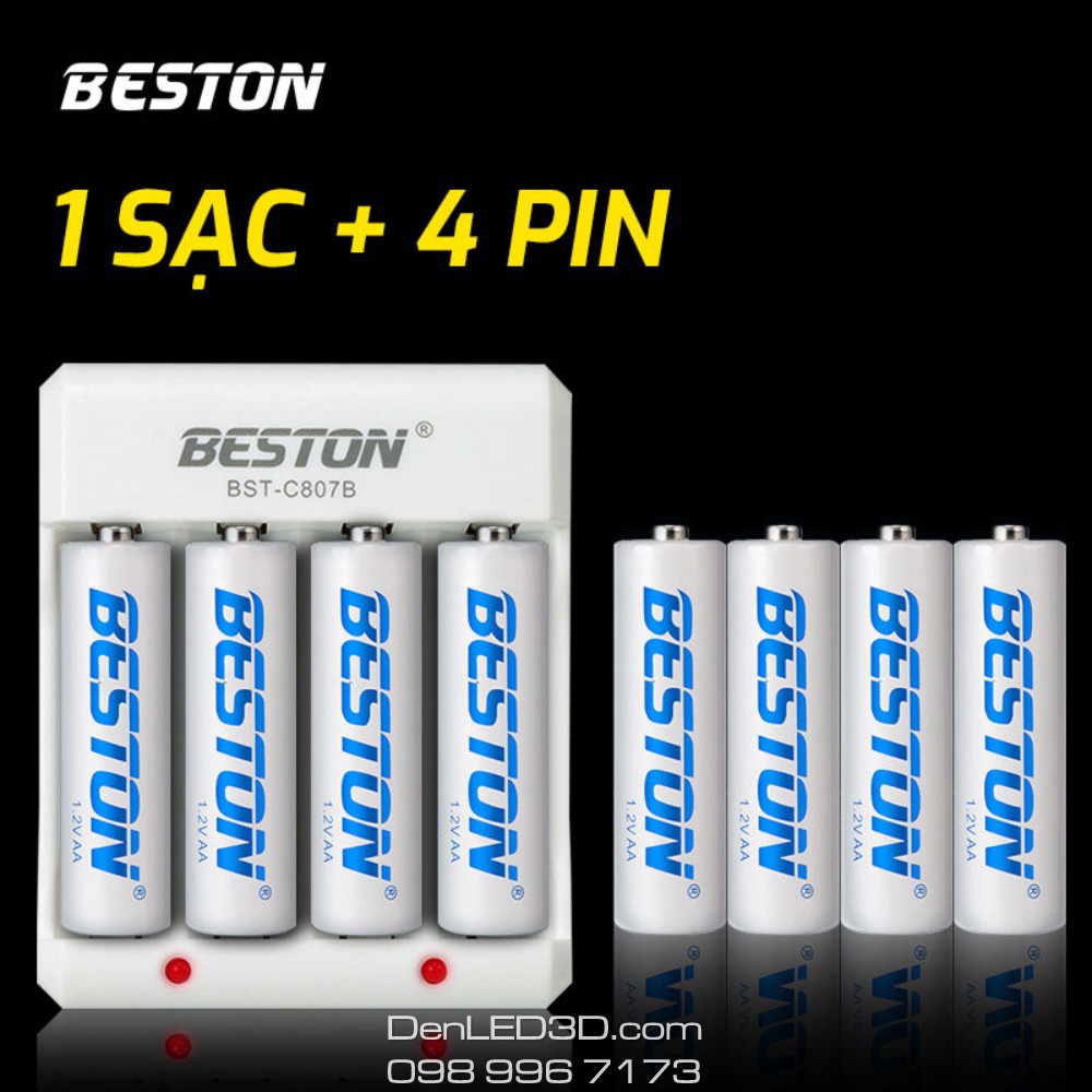 [Chính Hãng] Combo Sạc BESTON C807B Kèm Pin AA 3000mAh - BH 1 Đổi 1