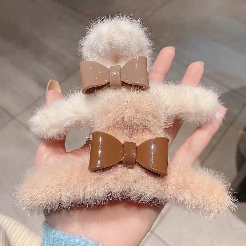 Kẹp bấu tóc vải bông đính nơ lớn thời trang thu đông mới