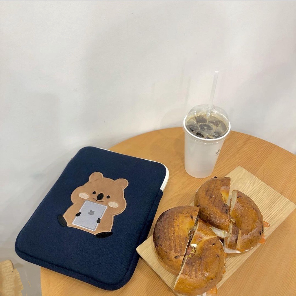 Túi đựng máy tính bảng iPad Pro 11/12.9/13/15 inch trang trí hình gấu phong cách Hàn Quốc xinh xắn