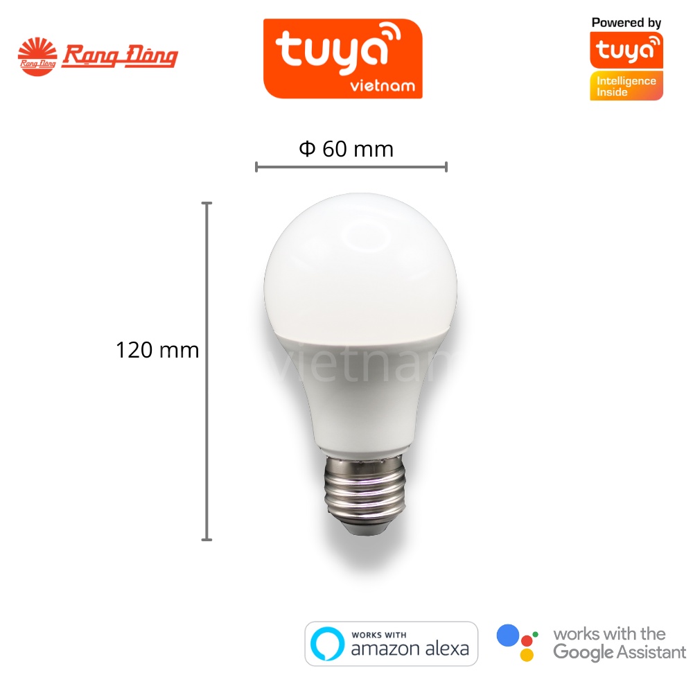Bóng Đèn Thông Minh Rạng Đông 9W Wifi - Đa Sắc 16 Triệu Màu, Điều Khiển Bằng Giọng Nói E27 BH 1 Năm