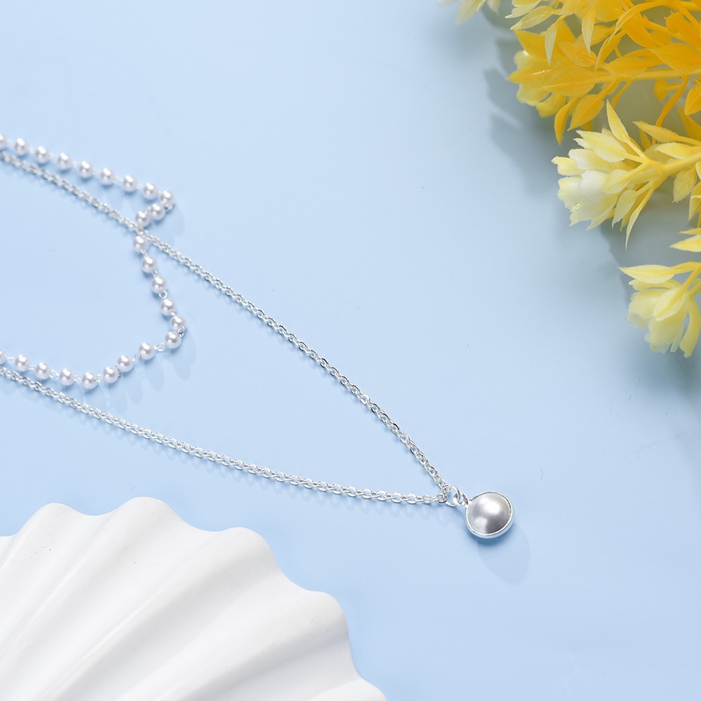 Dây Chuyền Hai Lớp Đính Ngọc Trai Nhân Tạo Thời Trang Dành Cho Nữ