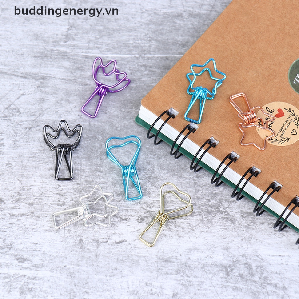 Set 6 Kẹp Kim Loại Thiết Kế Rỗng Cho Sách Văn Phòng