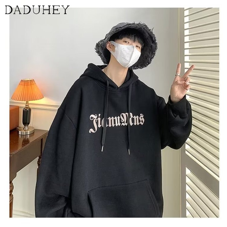 DaDuHey American Fashion Brand Printed Sweater Men's Long-Sleeved Autumn Couple BF Style Pullover Street Versatile Casual Top