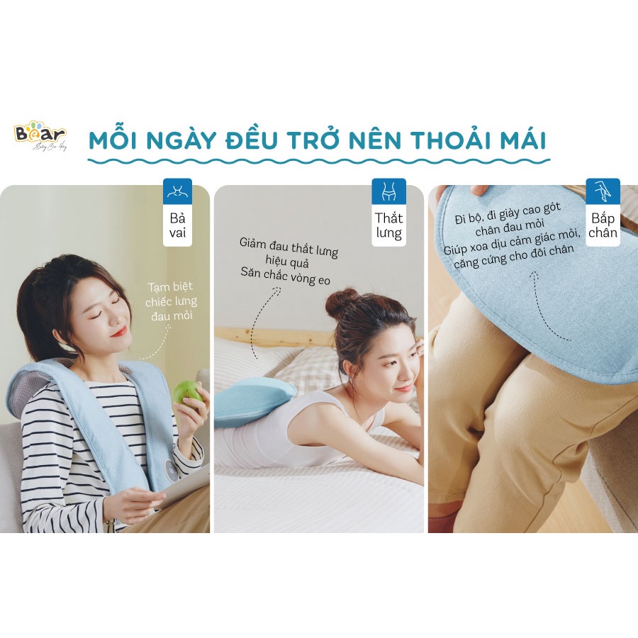 Máy Massage Vai Gáy Bear Mát Xa Đấm Lưng Làm Nóng Bằng Hồng Ngoại Cao Cấp MA-B01V1