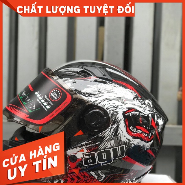 [CHÍNH HÃNG]Mũ bảo hiểm fullface AGU tem  + TẶNG TÚI ĐỰNG, KHĂN NINJA ( bảo hành chính hãng 12 tháng)