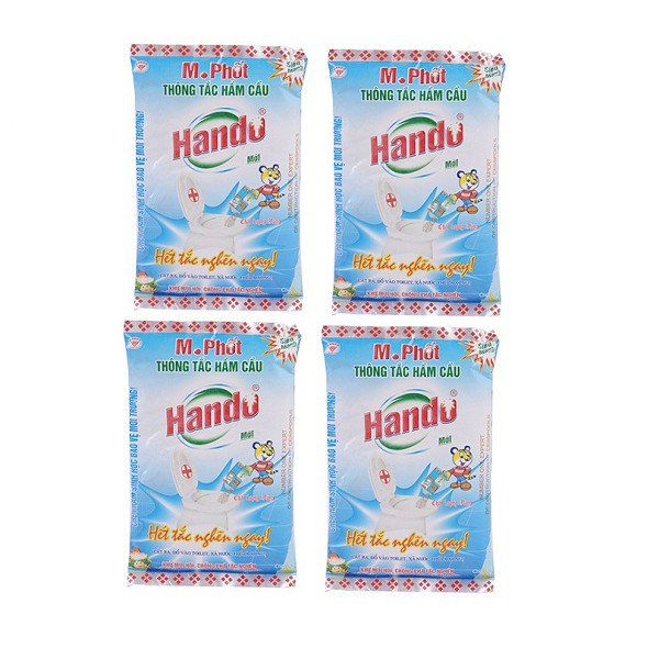 Bộ 4 Gói Thông tắc khử hôi hầm cầu toilet M. Phốt Hando 300g (xanh)