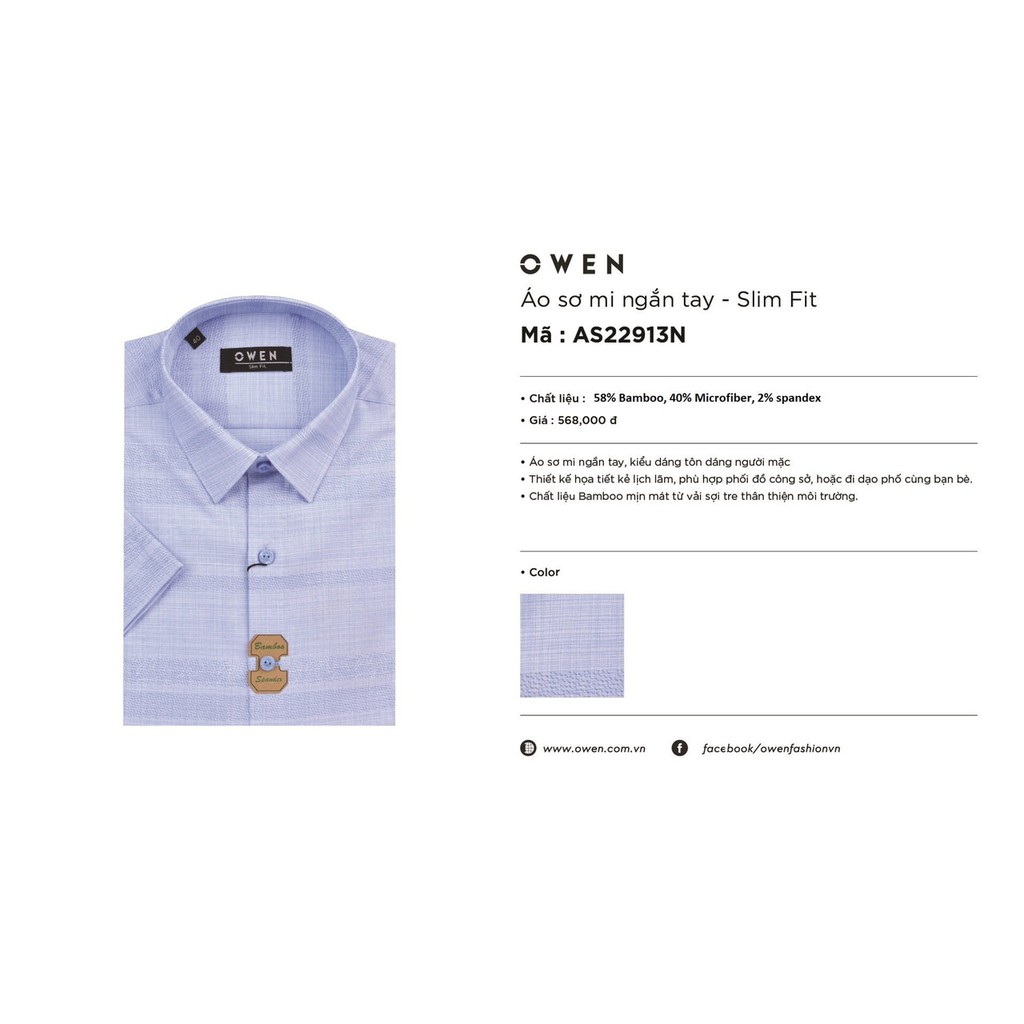OWEN - Áo sơ mi ngắn tay Owen Slimfit chất sợi tre 22913 | BigBuy360 - bigbuy360.vn