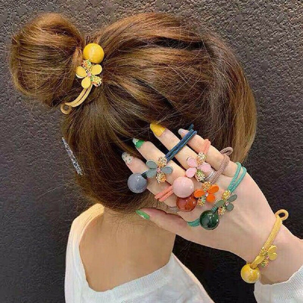 Dây Buộc Tóc Gắn Bông Hoa Xinh Xắn Cho Nữ