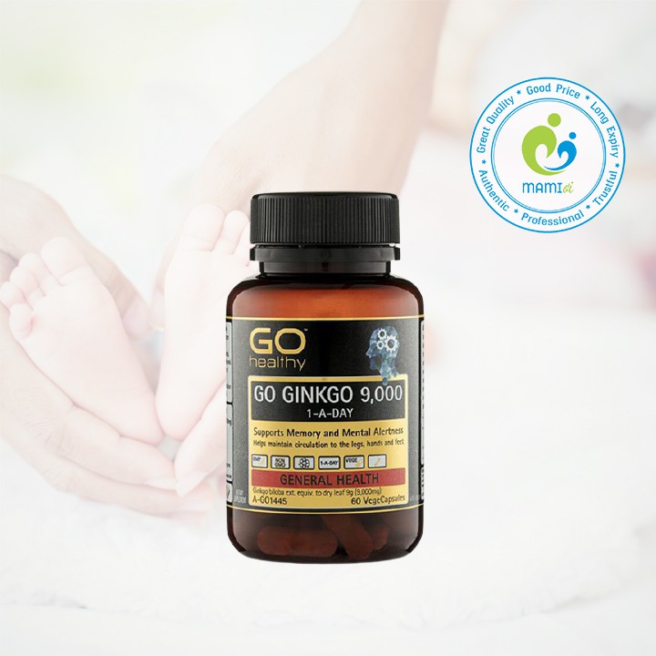 Viên uống (60v) bổ não cho người từ 18 tuổi GO Healthy Go Ginkgo 9000 1-A-Day, New Zealand