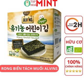 Hộp 10 gói rong biển hữu cơ tách muối alvin, rong biển bé ăn dặm