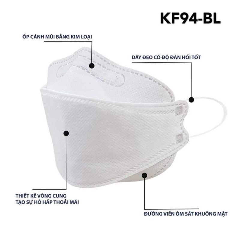 Khẩu Trang KF94 4D Kháng Khuẩn Chống Bụi Mịn Cao