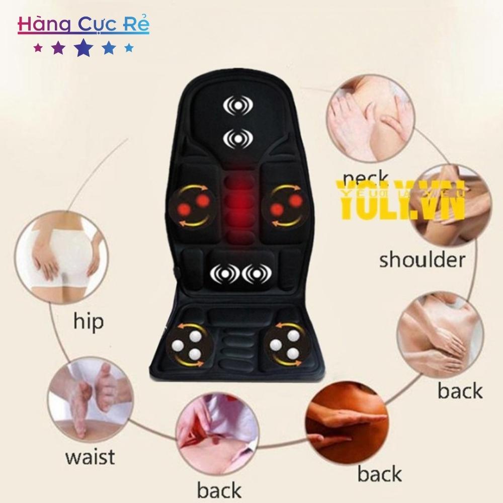 Nệm massage toàn thân xoa bóp giảm đau mát xa lưng, có remote điều khiển, tặng Tẩu sạc JB100B - Shop Hàng Cực Rẻ