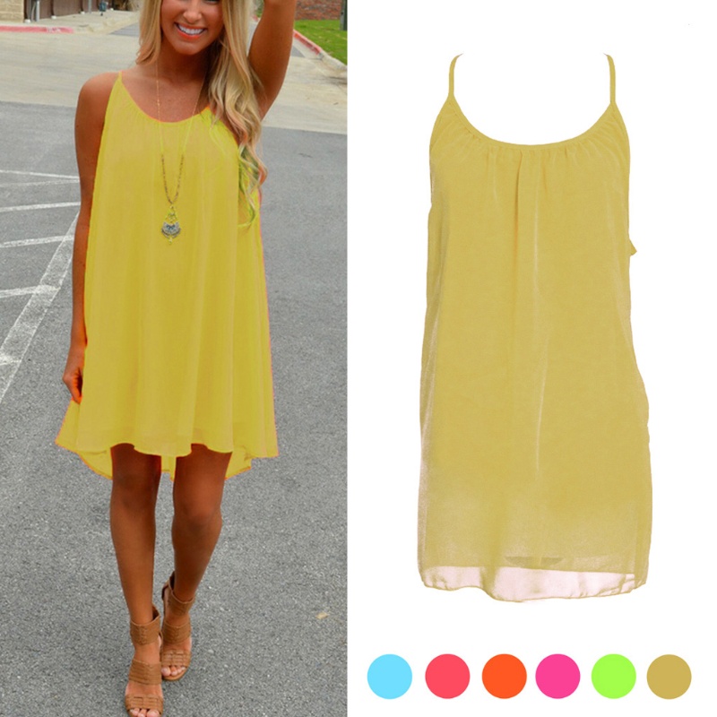 Đầm Chiffon Không Tay Mini Thời Trang Mùa Hè Quyến Rũ Cho Nữ