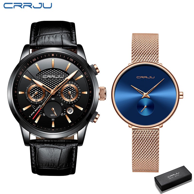 Đồng Hồ CRRJU 2212/2165 Không Thấm Nước Thời Trang Đơn Giản Cho Cặp Đôi