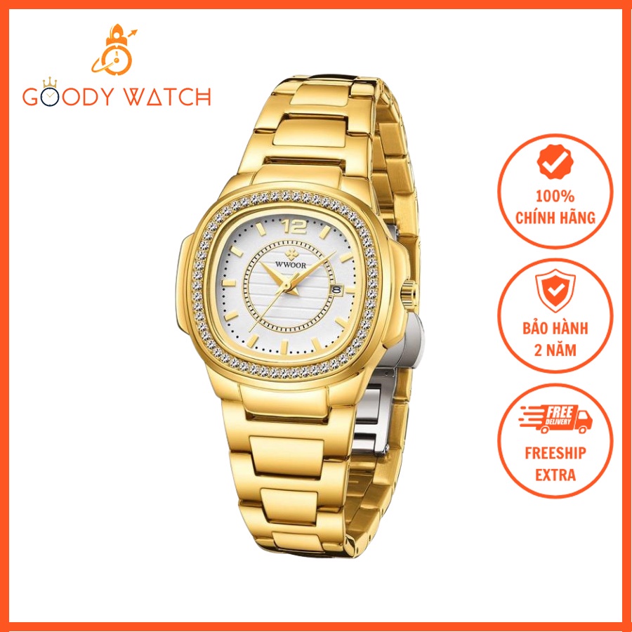 Đồng Hồ Nữ W.woor Dây Kim Loại Mặt Vuông Bo Tròn Nữ Tính A02 - Goody Watch