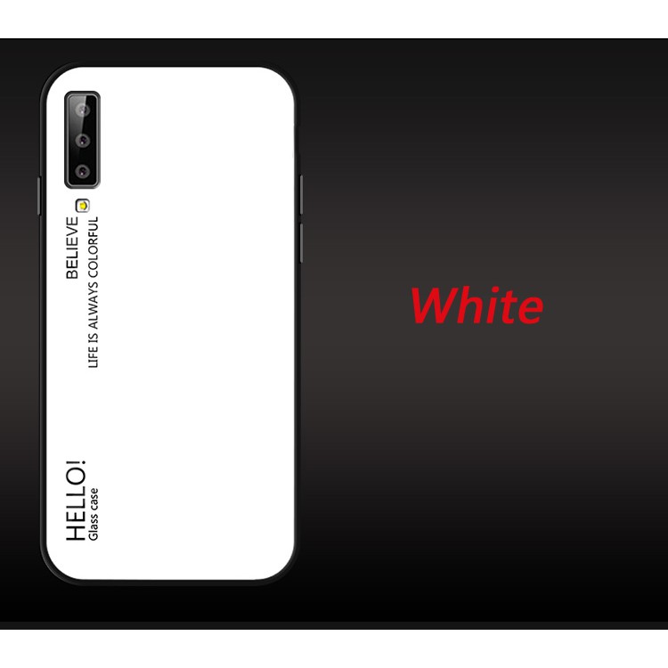Samsung Galaxy A7 2018 Ốp điện thoại TPU mặt kính cường lực chống sốc và chống rơi cho