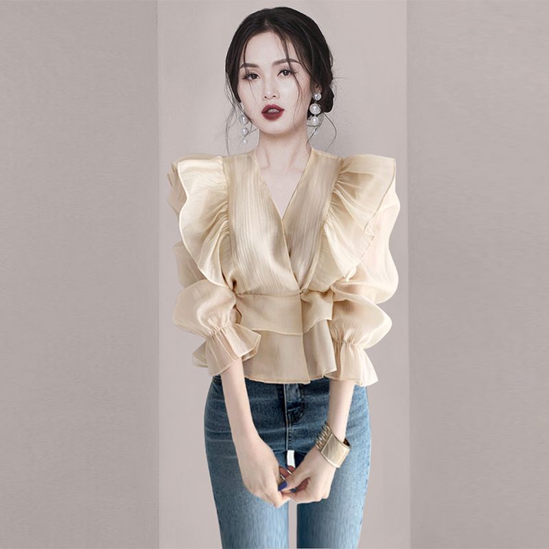 Áo Sơ Mi Chiffon Tay Lửng Thời Trang Mùa Hè Hàn Quốc WD2E
