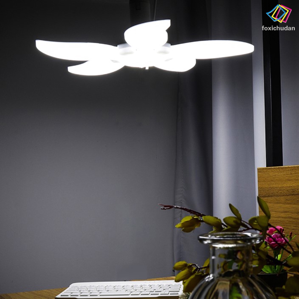 FCD☆ LED Garage Light Bulbs Deformable 5-Blades Ceiling Fixture Light Foldable Workshop Lamp
