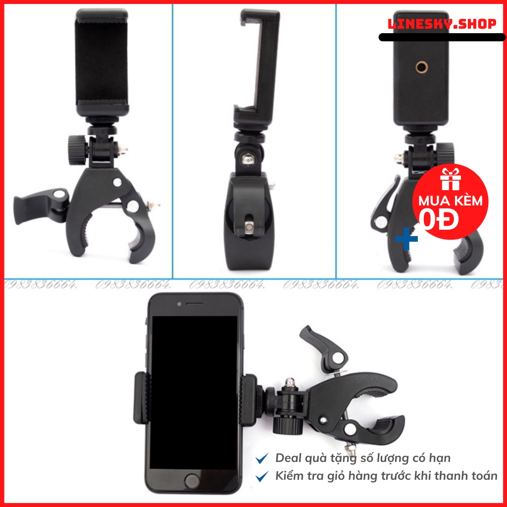 Kẹp điện thoại gắn vào tripod, chân đèn live hỗ trợ livestream, quay phim nhiều máy cùng lúc